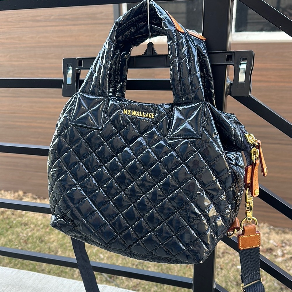 MZ Wallace Gold and Blue Quilted patent bag